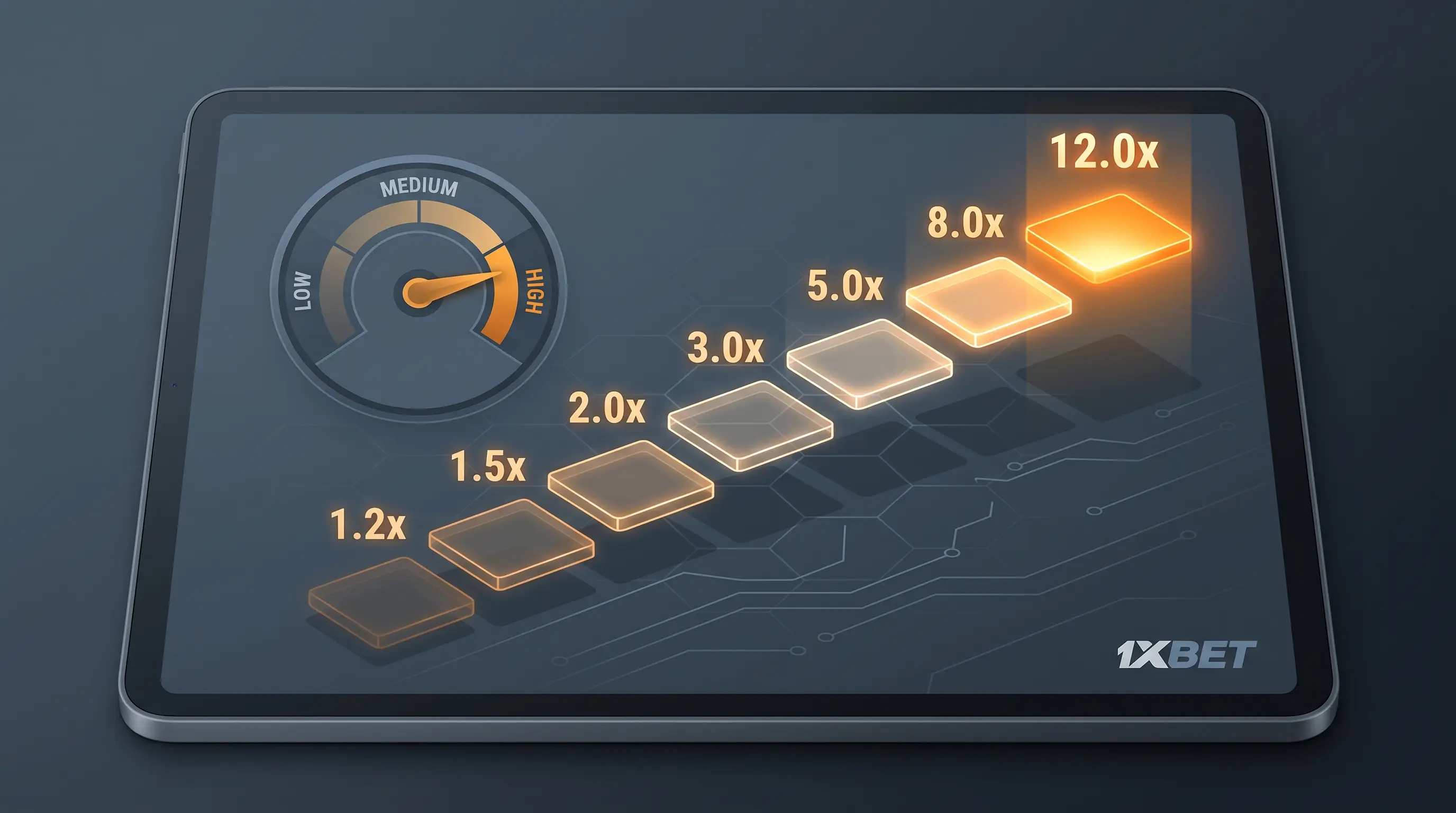 Chicken Road strategy guide Staircase of glowing platforms with a risk-dial icon, illustrating chicken road strategy and cash-out timing.